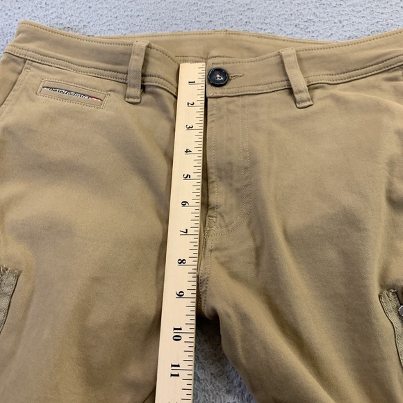 Diesel Chi Groove Cargo Pants Mens 31x32 Tan Slim Straight Zip Button Utility - Picture 7 of 13